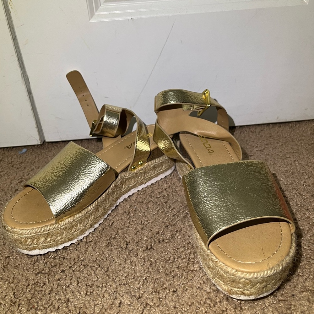 Soda Gold Platform Espadrille Sandals